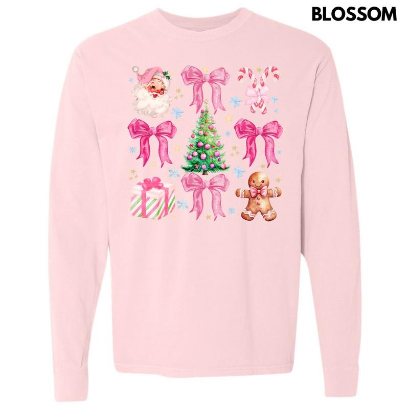 Charming Christmas Collage Long Sleeve Comfort Colors T-Shirt 'NLB' Hoodie, Sweatshirt | HypeDripTees.com