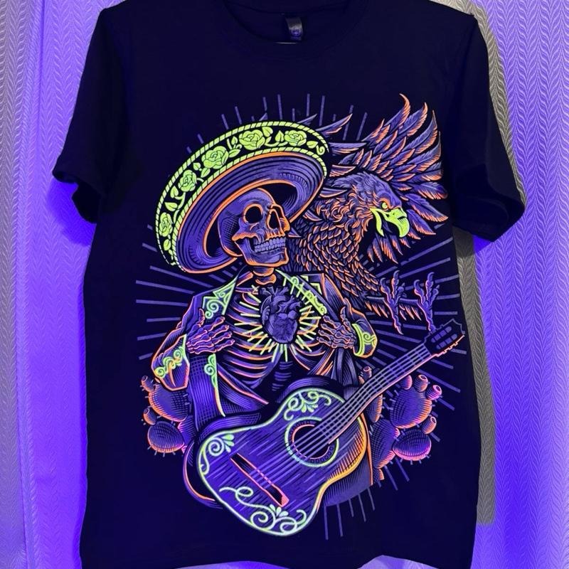 Charro Aguila T-Shirt - Black Shirt Featuring Colorful Aguila Skeleton Graphic Design Hoodie, Sweatshirt | HypeDripTees.com