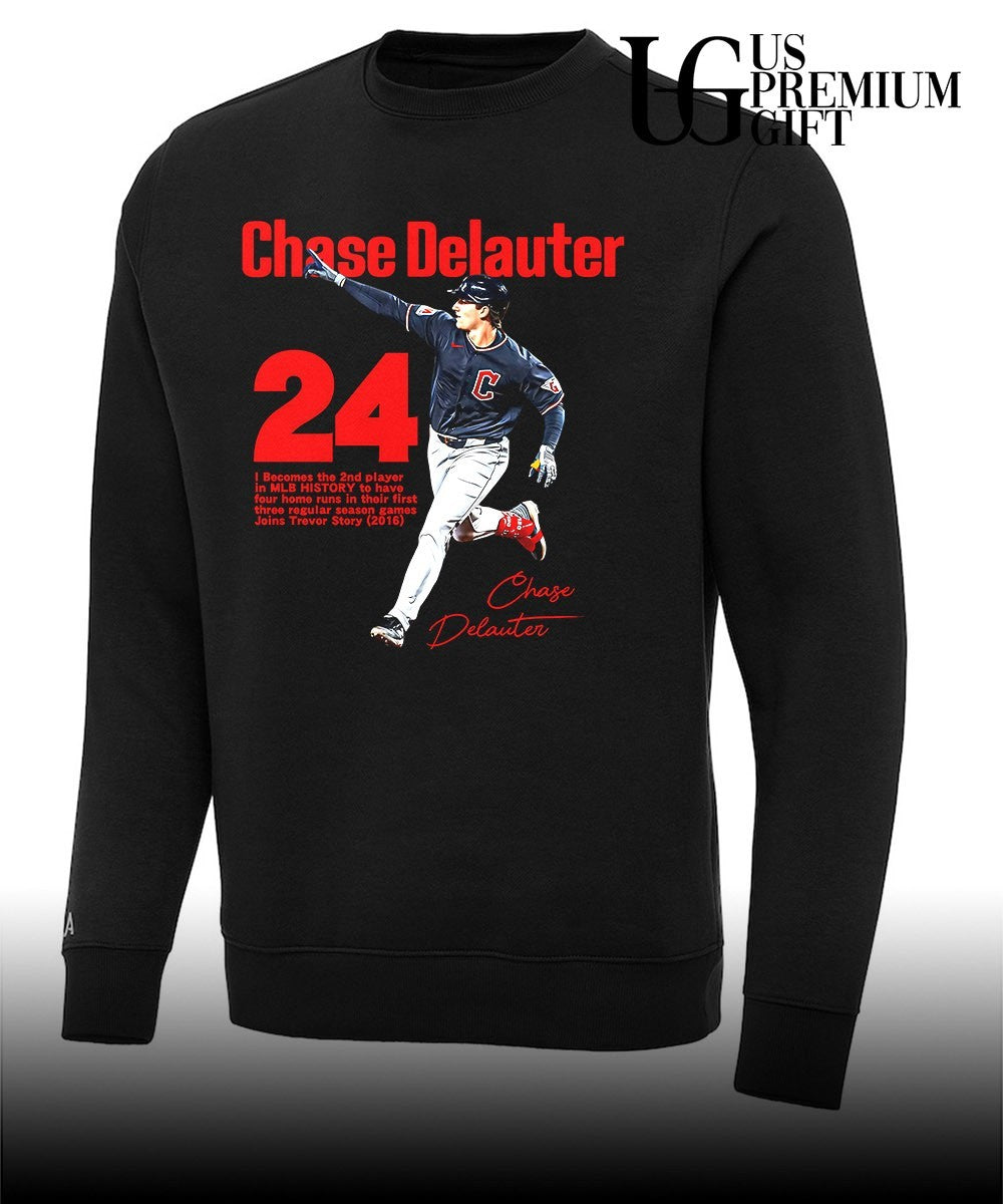 Chase Delauter 24 Cleveland Guardians baseball signature shirt
