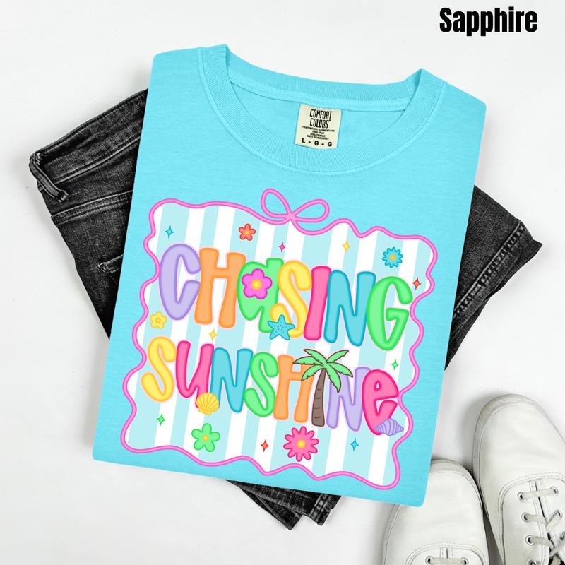 Chasing Sunshine Neon Stripe Comfort Colors T-Shirt 'NLB' Hoodie, Sweatshirt | HypeDripTees.com