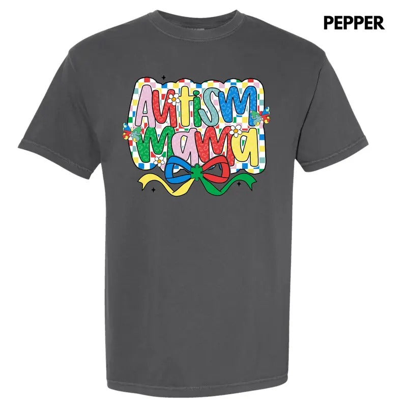 Checker Autism Mama Comfort Colors T-Shirt 'NLB' Hoodie, Sweatshirt | HypeDripTees.com