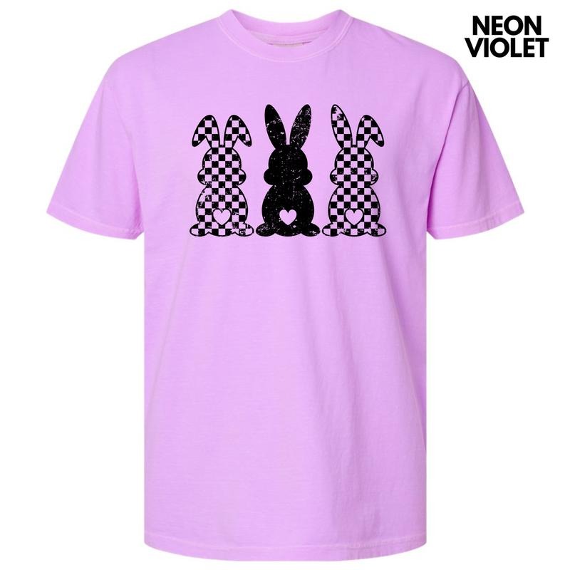 Checker Bunny Trio Comfort Colors T-Shirt 'NLB' Hoodie, Sweatshirt | HypeDripTees.com