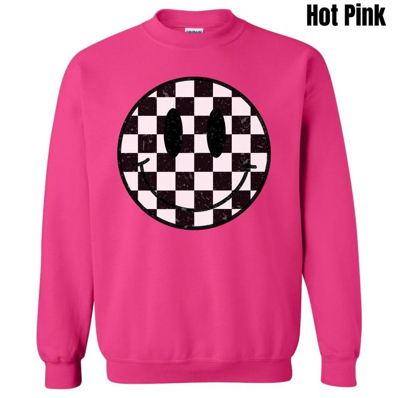 Checkerboard Happy Face Sweatshirt 'NLB' T-Shirts, Hoodie | HypeDripTees.com