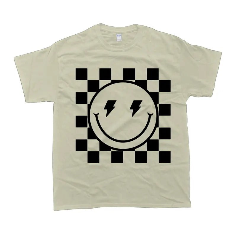 Checkerboard Smile Shirt Smiley Face Tee, Smile Tshirt, Gift For Boys And Girls, Unisex Tshirt, Cotton Casual Clothing,...