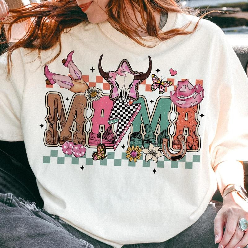 Checkered Howdy Mama T-Shirt, Mama T-Shirt, Mothers Day T-Shirt Hoodie, Sweatshirt | HypeDripTees.com