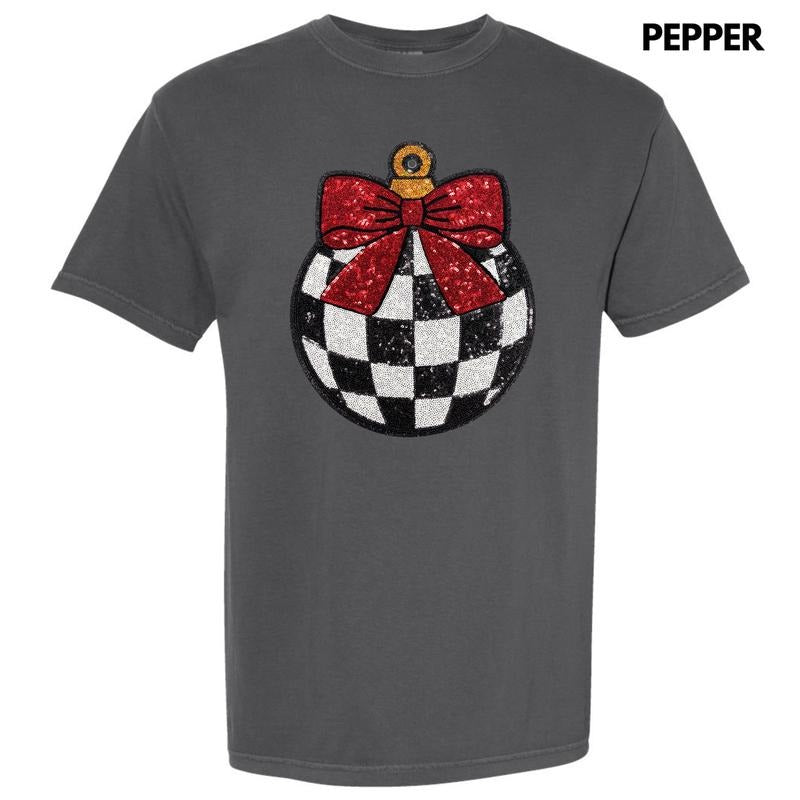 Checkered Ornament Sequin Patch Comfort Colors T-Shirt Hoodie, Sweatshirt | HypeDripTees.com