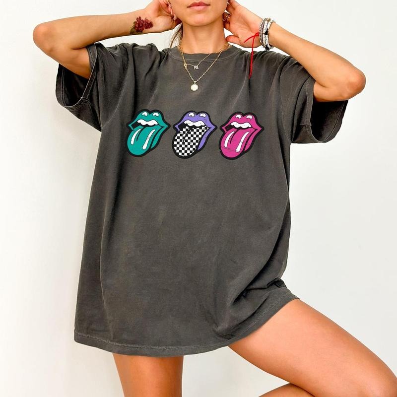 Checkered Rock Tongues Tshirt, Retro Lips shirt,, Concert Tee, Classic Rock, Tshirt, Hoodie, Sweatshirt | HypeDripTees.com