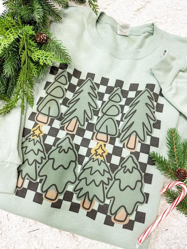 Checkered Tree Graphic Sweatshirt T-Shirts, Hoodie | HypeDripTees.com