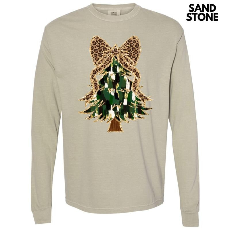 Cheetah Bow Brushstroke Tree Long Sleeve Comfort Colors T-Shirt 'NLB' Hoodie, Sweatshirt | HypeDripTees.com
