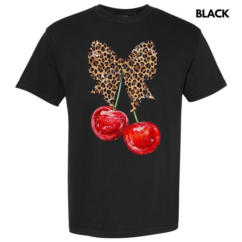 Cheetah Bow Cherries Comfort Colors T-Shirt 'NLB' Hoodie, Sweatshirt | HypeDripTees.com