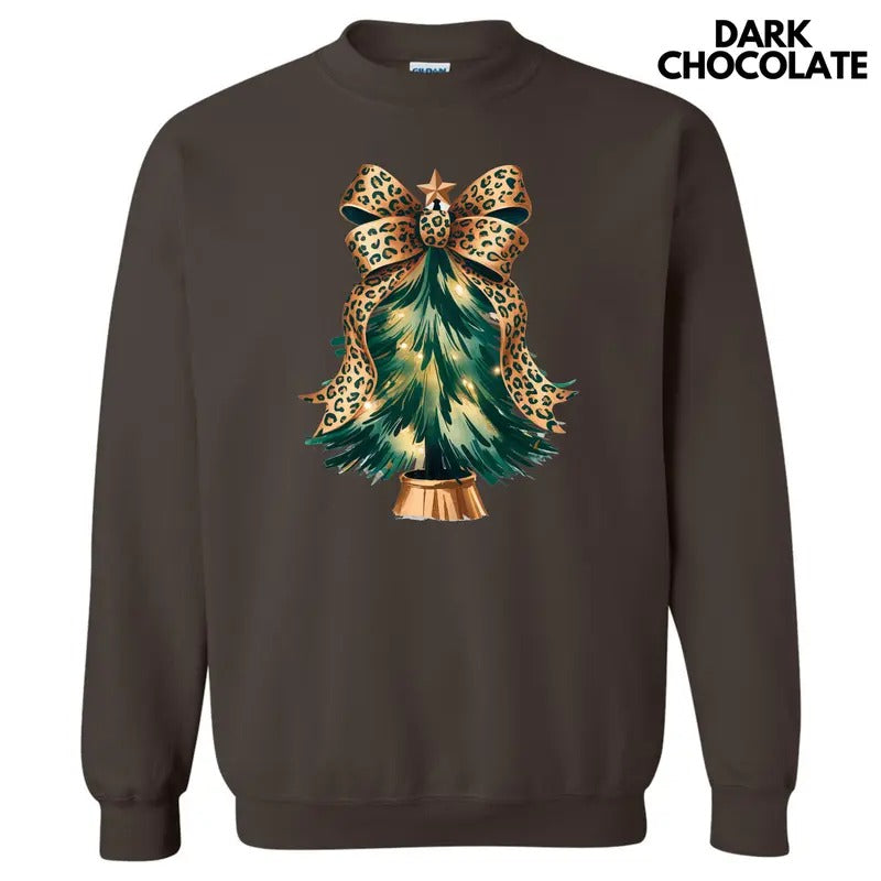 Cheetah Bow Christmas Tree Sweatshirt 'NLB' T-Shirts, Hoodie | HypeDripTees.com