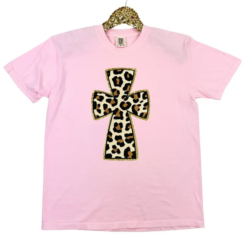 Cheetah CROSS Chenille Patch Comfort Colors T-Shirt Hoodie, Sweatshirt | HypeDripTees.com