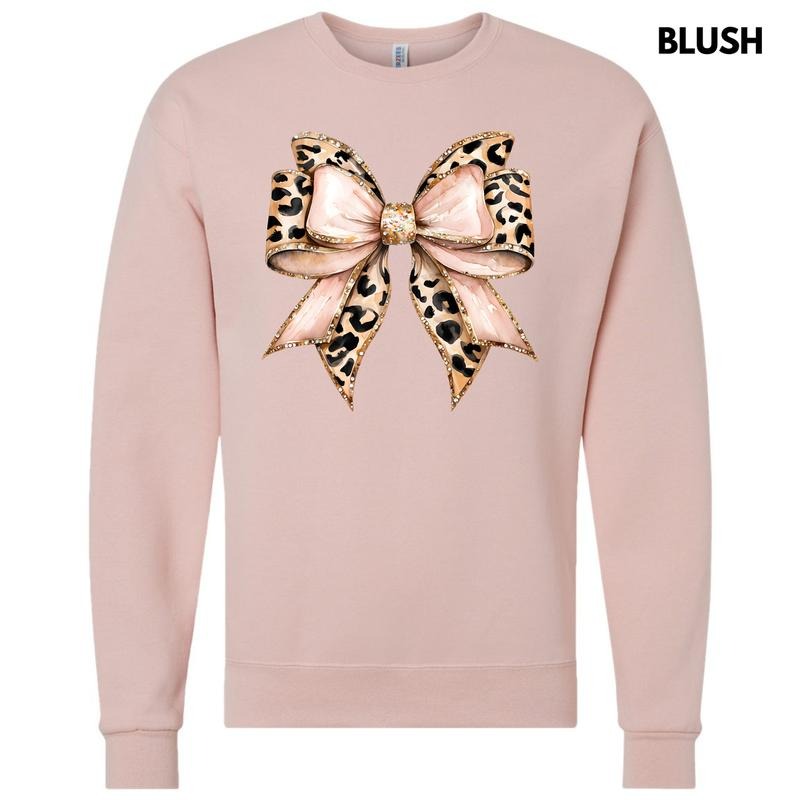 Cheetah Faux Glitter Bow Sweatshirt 'NLB' T-Shirts, Hoodie | HypeDripTees.com
