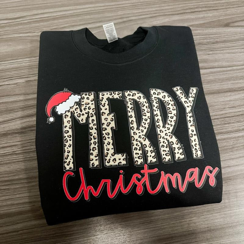 Cheetah Merry Christmas Gildan Sweatshirt --- BLACK T-Shirts, Hoodie | HypeDripTees.com
