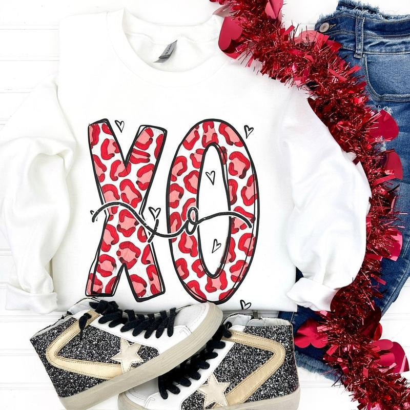 Cheetah XOXOXO Gildan Sweatshirt -- WHITE T-Shirts, Hoodie | HypeDripTees.com