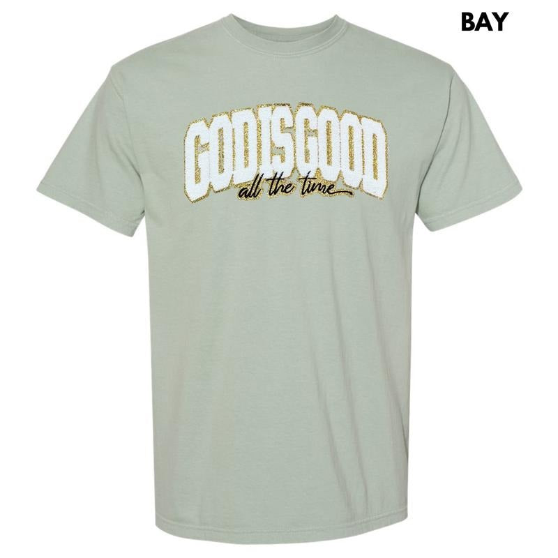 Chenille God Is Good Patch Comfort Colors T-Shirt Hoodie, Sweatshirt | HypeDripTees.com