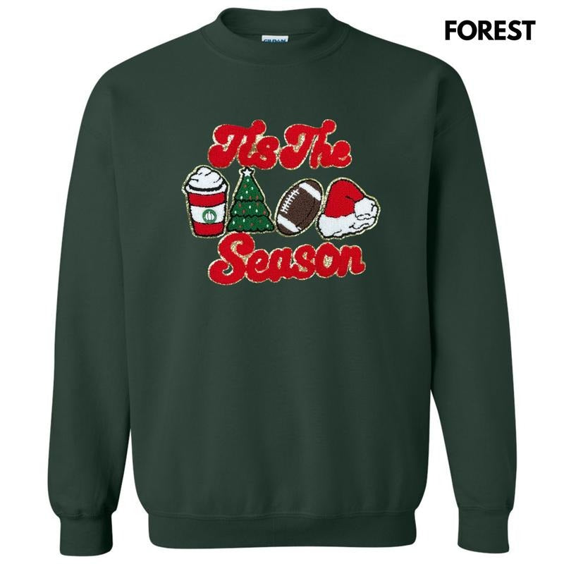 Chenille Tis The Season Patch Sweatshirt T-Shirts, Hoodie | HypeDripTees.com