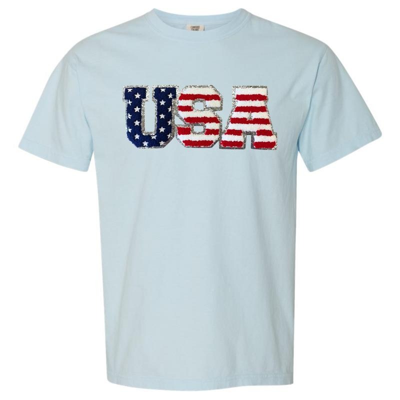 Chenille USA Patch Comfort Colors T-Shirt Hoodie, Sweatshirt | HypeDripTees.com
