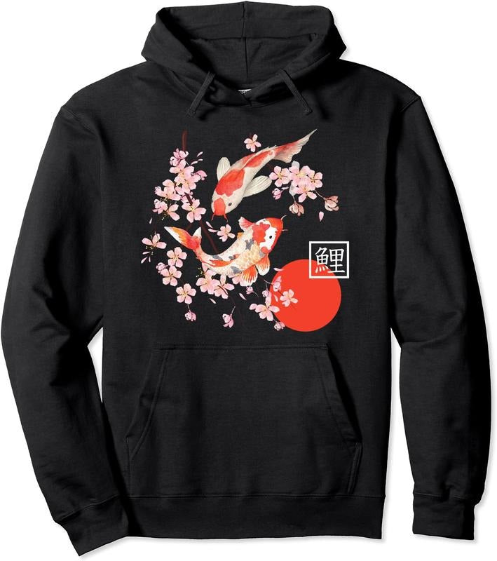 Cherry Blossom Koi Carp Fish Japanese Sakura Graphic Art Hoodie | Unisex Hooded Sweatshirt | FAST SHIPPING T-Shirts