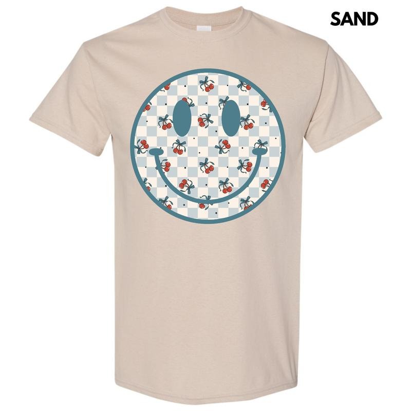 Cherry Checkered Happy Face Gildan Short Sleeve T-Shirt 'NLB' Hoodie, Sweatshirt | HypeDripTees.com
