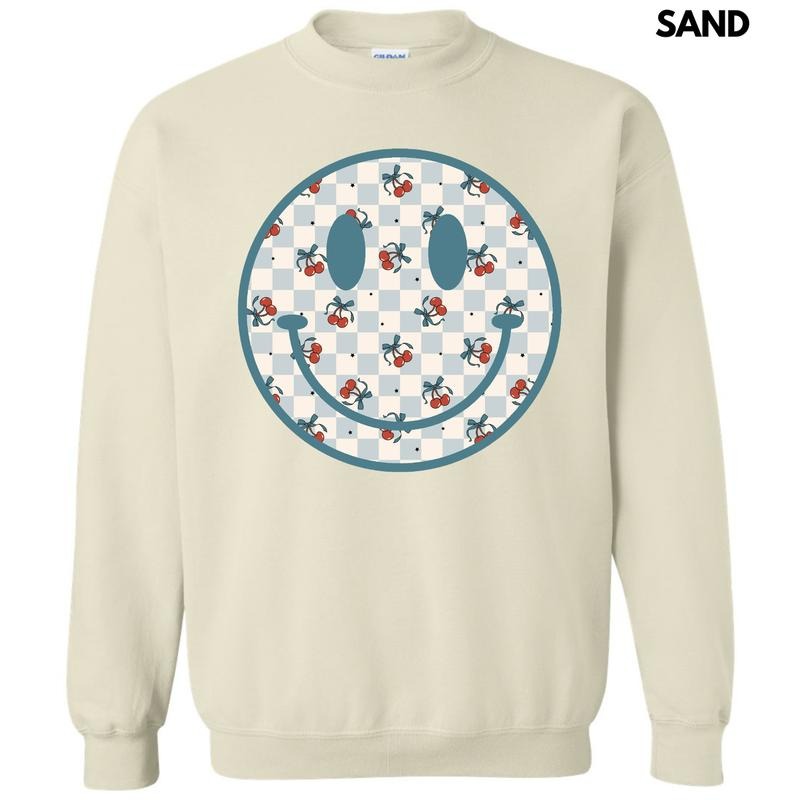 Cherry Checkered Happy Face Sweatshirt 'NLB' T-Shirts, Hoodie | HypeDripTees.com