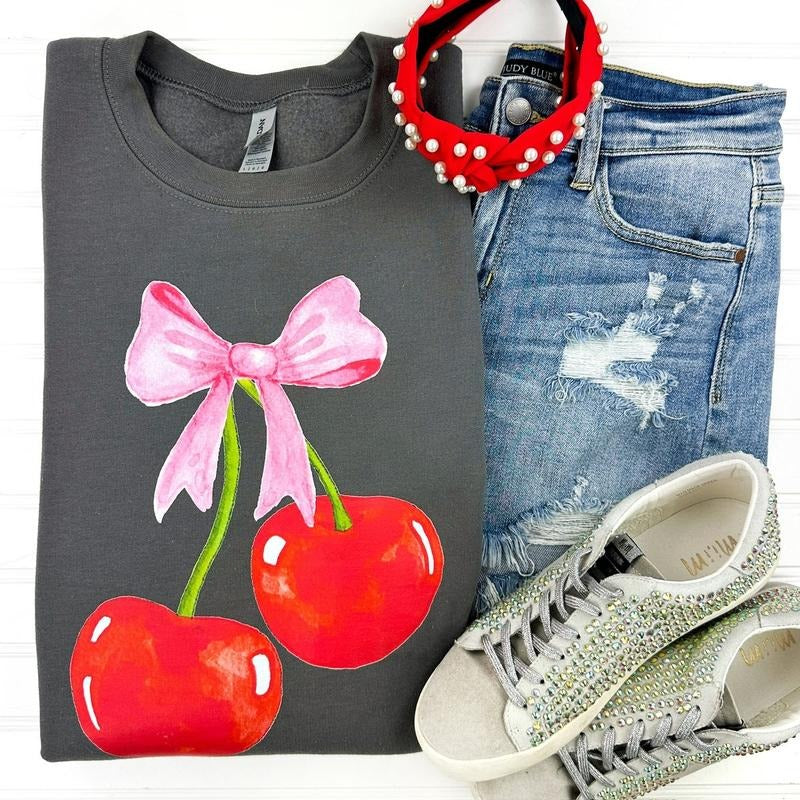 Cherry Coquette Gildan Sweatshirt T-Shirts, Hoodie | HypeDripTees.com