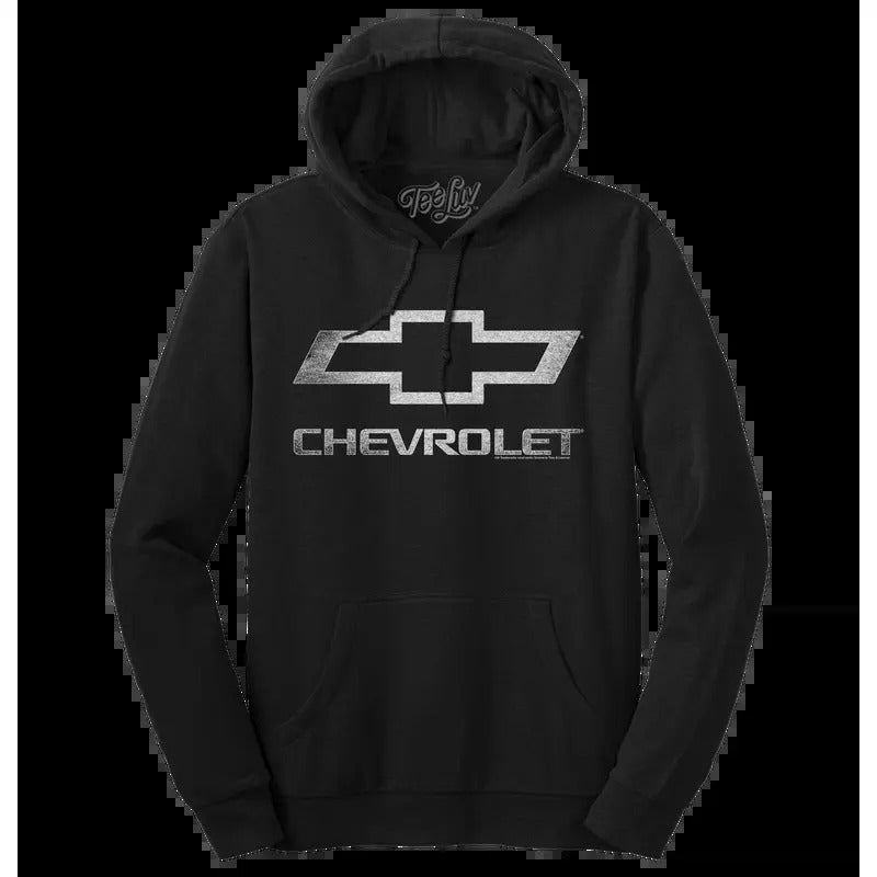 Chevrolet Logo Pullover Hooded Fleece Sweatshirt - Black T-Shirts, Hoodie | HypeDripTees.com