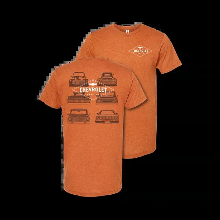 Chevrolet Vintage Classic Chevy Trucks Cotton T-Shirt Heather Rust Short Sleeve Crewneck Casual Graphic Top for Fans...