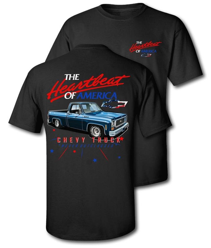 Chevy Truck Never Outclassed Tee Red White & Royal Blue Edition Heather Rust Short Sleeve Crewneck Casual Graphic Top for...