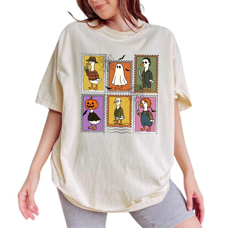 ChicCotton Horror Goose Stamps Comfort Colors Shirt, Halloween Goose T-shirt, Spooky Season Graphic Tee, Pumpkin...