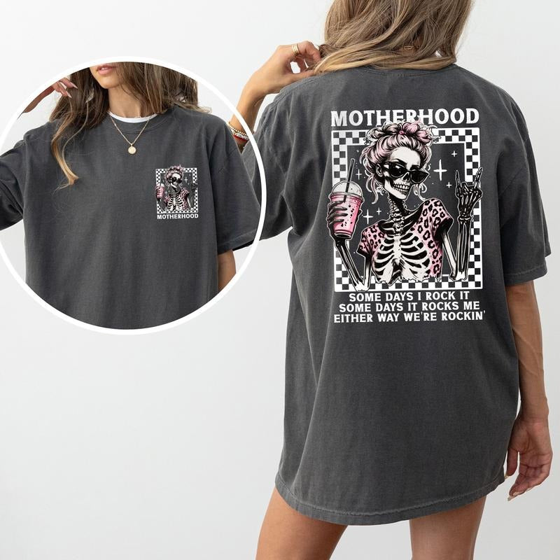 ChicCotton Motherhood Comfort Colors Shirt, Funny Mom Life T-shirt, Cool Mom Graphic Tee, Funny Skeleton Mama Clothing,...