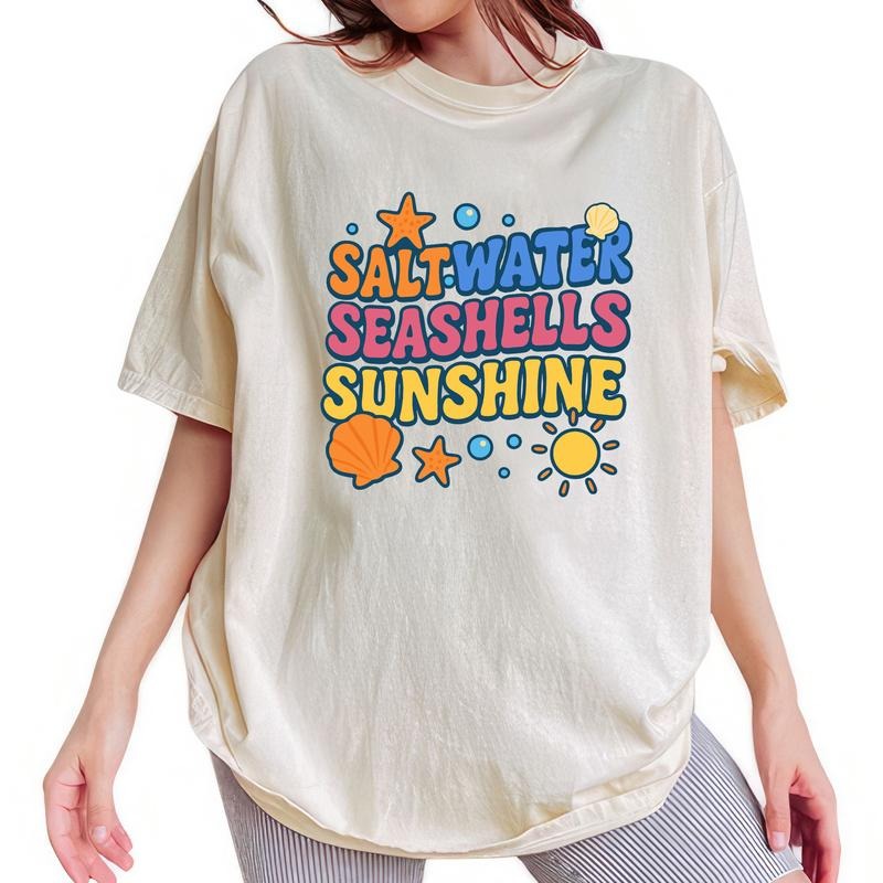 ChicCotton Saltwater Seashells Sunshine Comfort Colors Shirt, Summer Vibes T-shirt, Beach Vibes Graphic Tee, Summer...