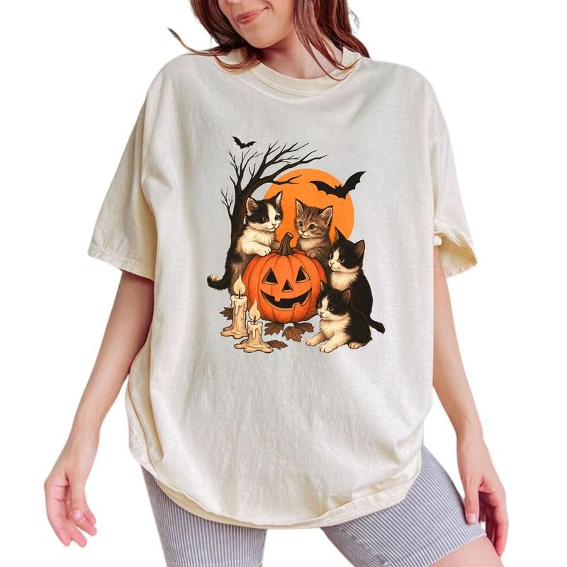 ChicCotton Vintage 90s Cat Halloween Comfort Colors Shirt, Retro Halloween T-shirt, Spooky Season Graphic Tee, Vintage...