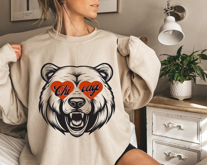 Chicago Football Sweatshirt, Vintage Retro Style Football Shirt, Chicago Football Gifts, Chicago Gifts Womenswear...