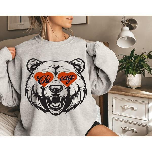 Chicago Football Vintage Crewneck Sweatshirt, Retro Style Bears Shirt, Soldier Field, Gift for Bears Football Fan Chicag...