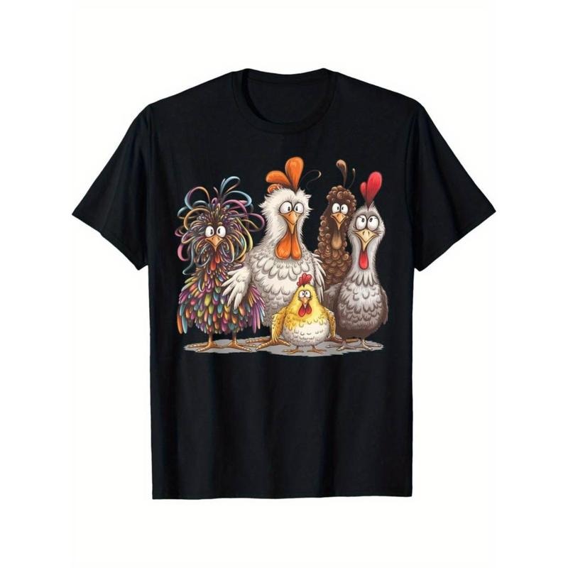 Chicken Art Crazy Casual T-shirt for Men & Women - Comfortable Crew Neck Short Sleeve T-Shirt