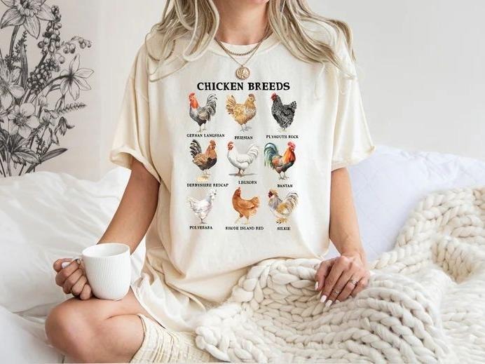 Chicken Breeds Tee, Funny Chicken Shirt, Girl Shirt, Chicken Mom Shirt, Farm Girl Tshirt Hoodie, Sweatshirt