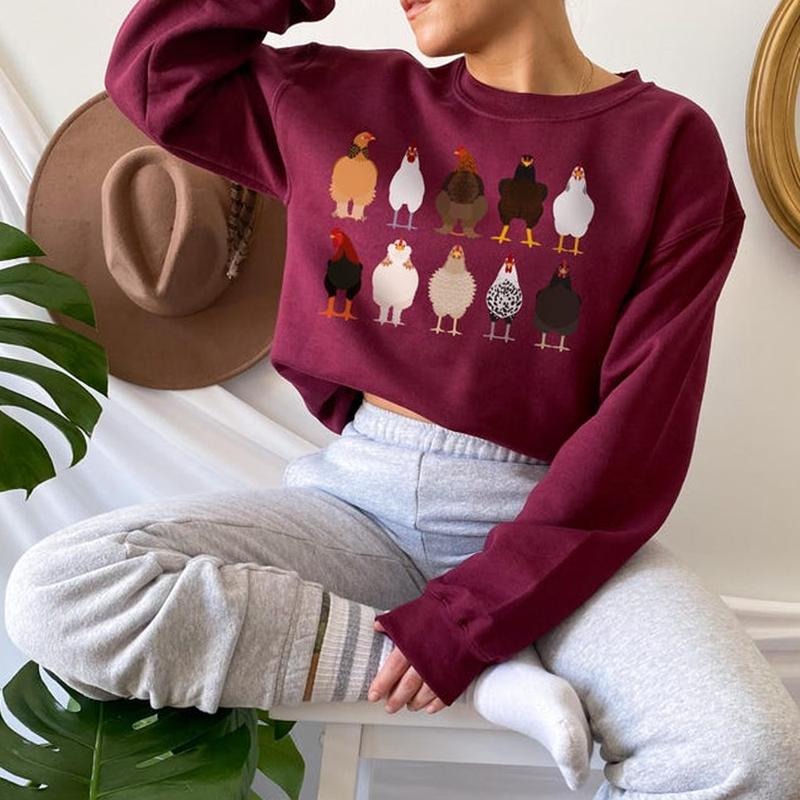 Chicken Sweatshirt, Funny Thanksgiving and Christmas Sweatshirt, Holiday Gift for Mom or Sister, Cozy Farm Vibes...