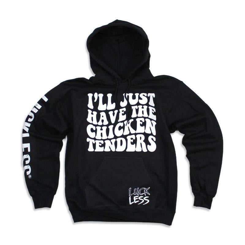 Chicken Tenders Hoodie | Black Cotton Menswear funny sweatshirts T-Shirts | HypeDripTees.com