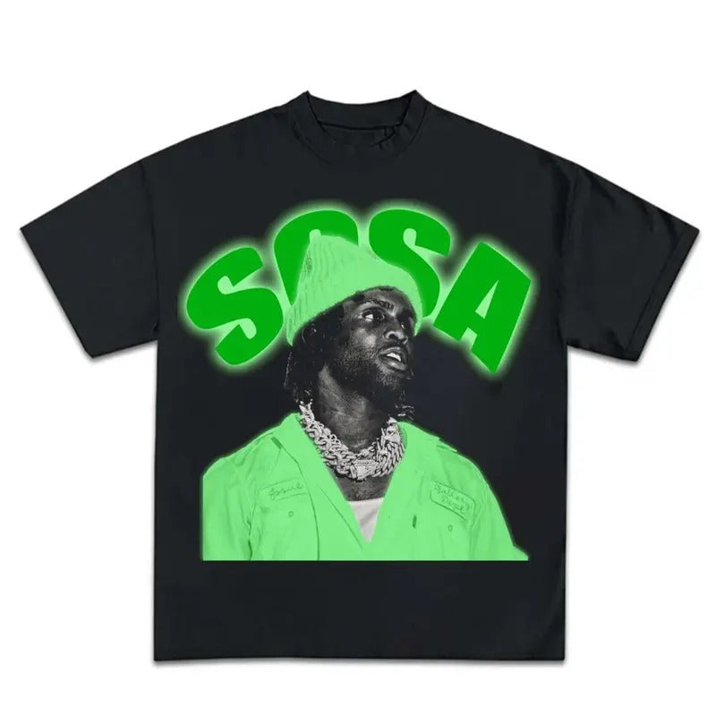Chief Sosa Green Graphic Big Face Rap Tee Shirt Retro Top Streetwear Hoodie, Sweatshirt | HypeDripTees.com