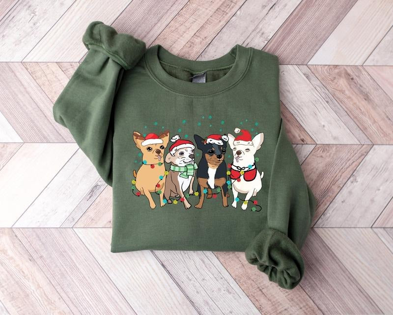 Chihuahua Christmas Sweatshirt, Christmas Dog Shirt, Chihuahua Shirt, Chihuahua Lover Shirt, Chihuahua Mom Shirt, Holiday...