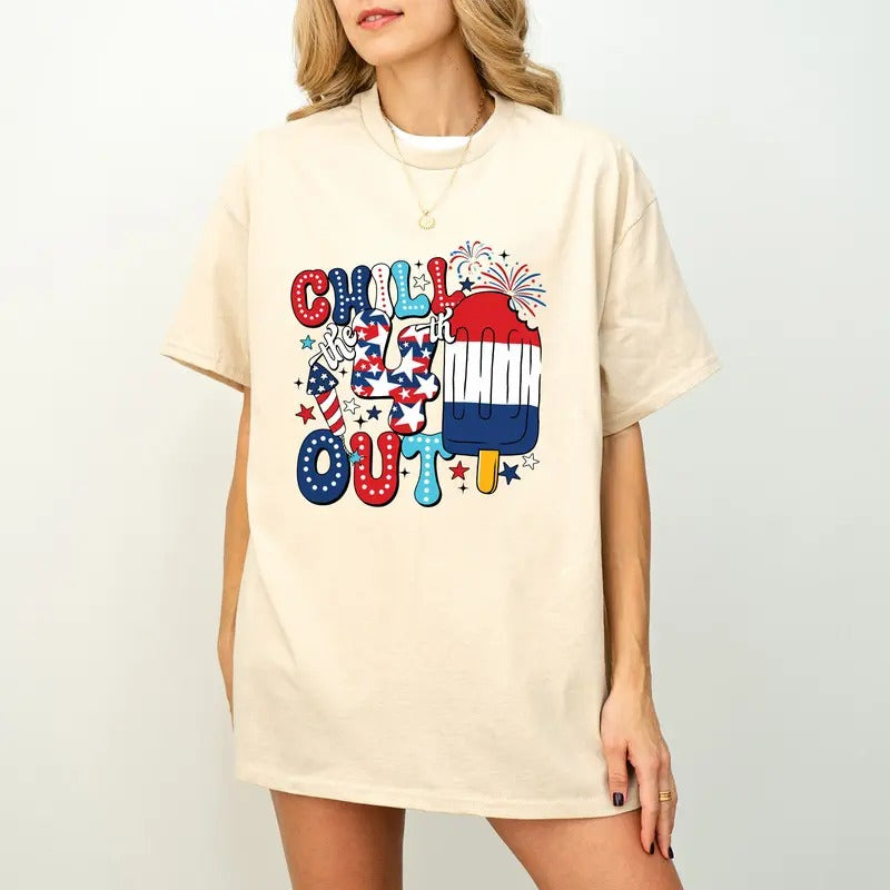 Chill The 4th Out Shirt, Funny 4th of July Shirt, Retro 4th of July, Fourth of July Shirt, American Popsicle Shirt,...