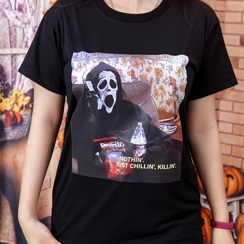 Chillin Killin Horrow T shirt, Watch Scaary Movies Crewneck Sweatshirt, Ghostface Tee, Scream You Hang Up Shirt Hoodie