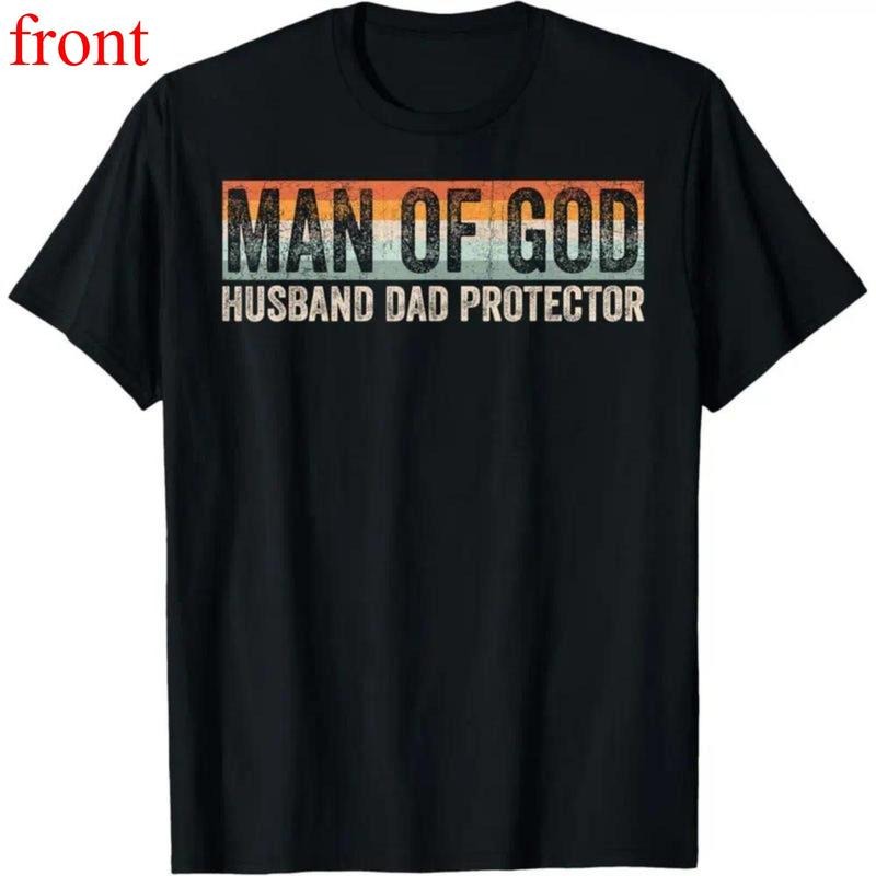 Christian Dad Protector T-Shirt - Religious Gift for Husband, Father's Day - Faith-Based Men's Tee Top Cotton graphic...