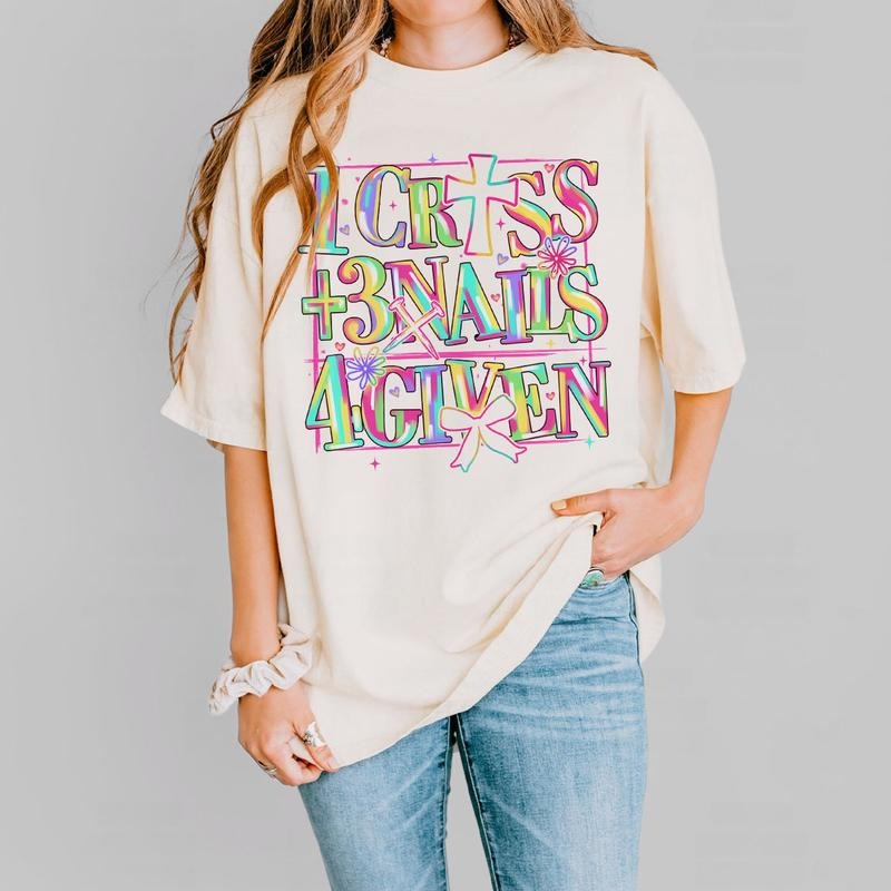 Christian Easter Shirt, 1 Cross 3 Nails 4 Given Tee, Brush Stroke Style Faith Shirt, Religious Easter Sweatshirt for...