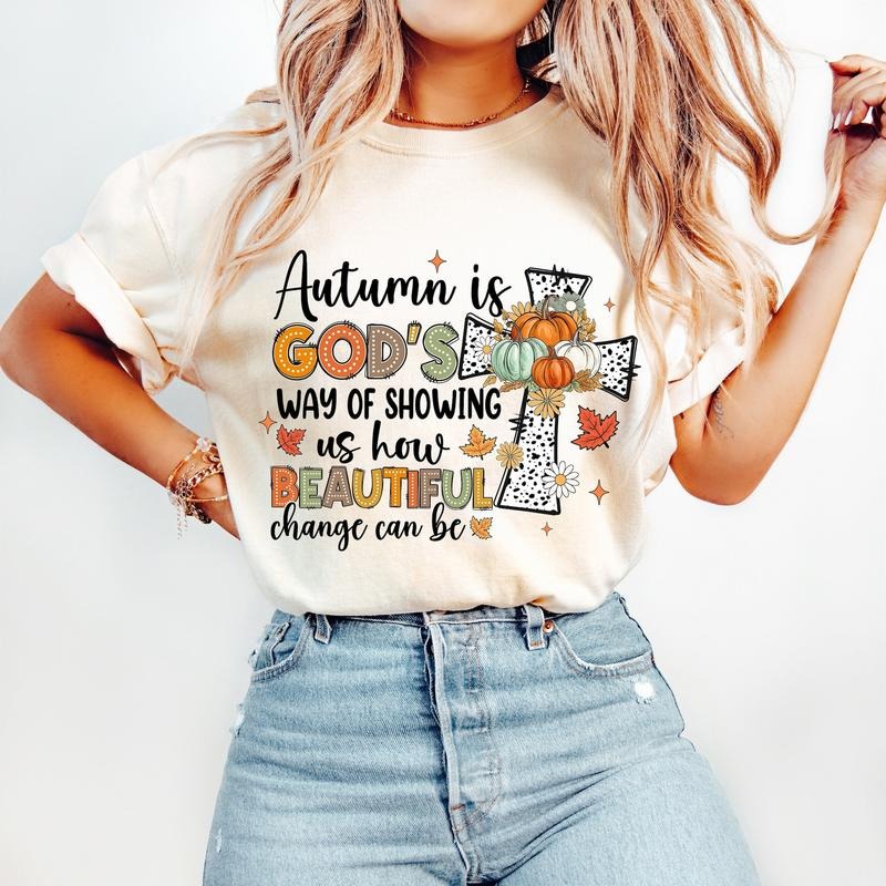 Christian Fall T-Shirt, Fall Cross T-Shirt, Fall Shirt Religious Jesus T-Shirt, Dalmatian Doodle T-Shirt,Autumn...