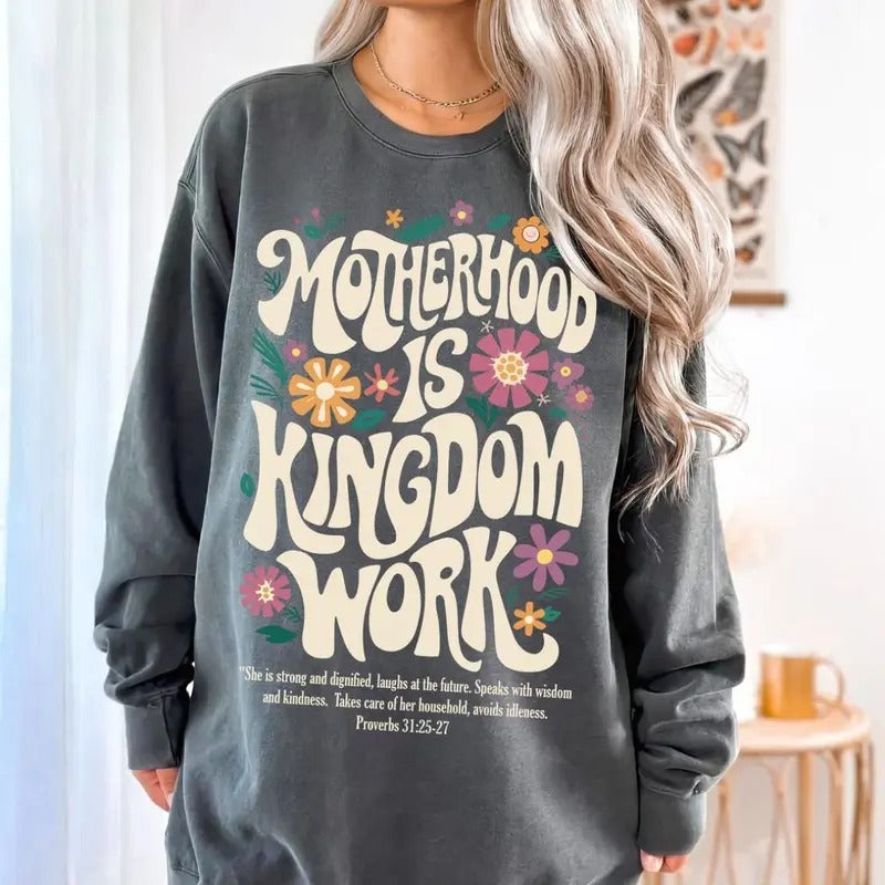 Christian Mom Shirt, Motherhood is Kingdom Work Shirt, Retro Christian Mom Shirt, Christian retro Shirt, Christian...