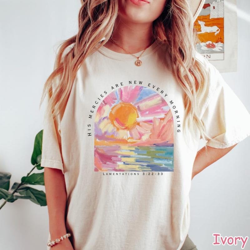 Christian Shirt His Mercies Are New Every Morning Bible Verse Shirt Religious Women Gift Faith Tee Christian Gifts Jesus...