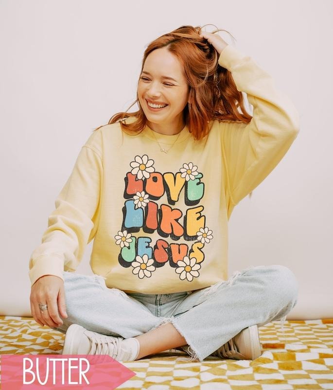 Christian Sweatshirt For Women,  Love Like Jesus Crewneck, Bible Verse Shirt, Cute Christian Merch, Teen Girls Christian...
