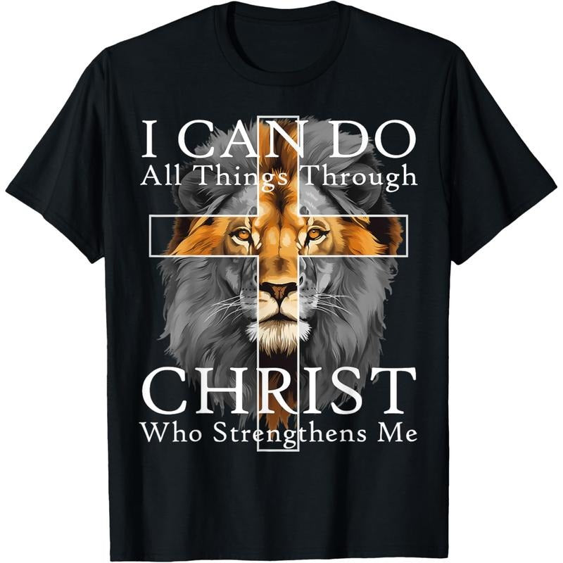Christian T-shirt I Can Do All Things Through Christ Christian Lion Faith T-Shirt tokwear Tee Hoodie, Sweatshirt